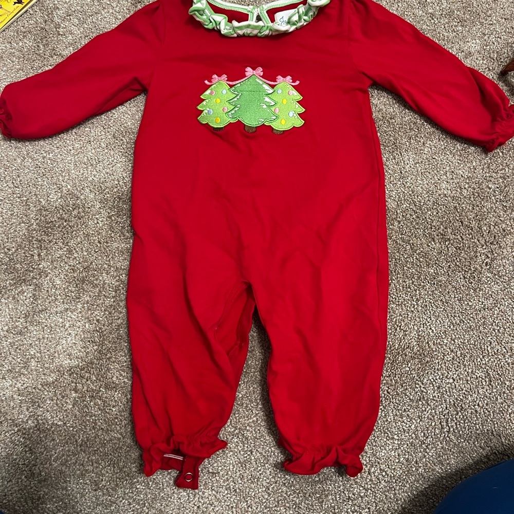 Festive Red Christmas Tree Kids Bodysuit